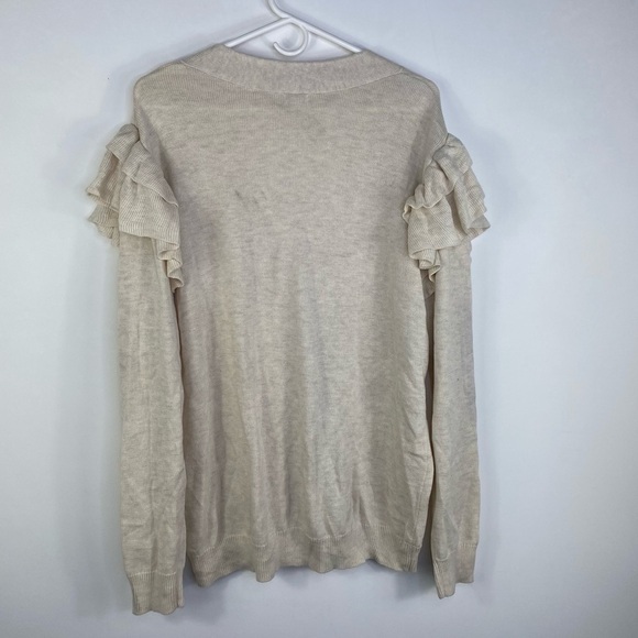 Hinge Cream Ruffle Cardigan Sweater - Picture 5 of 9